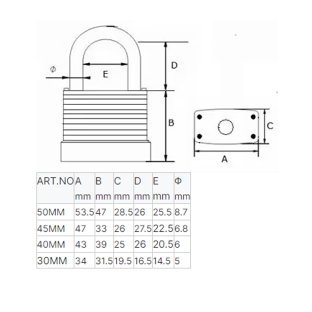 Pack 400 Laminated Steel Locks 40mm Short Shackle Keyed-Alike Padlocks w/ 1.25” Shackle, Hardened Steel Case, Brass Cylinder for Hasp Latch, Sheds, Fences, Storage Locker, School, Gym