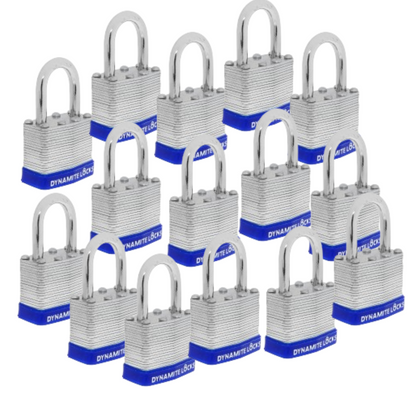 Pack 384 Laminated Steel Locks 40mm Keyed-Alike Padlocks w/ 1.25” Shackle, Hardened Steel Case, Brass Cylinder for Hasp Latch, Sheds, Fences, Storage Locker, School, Gym