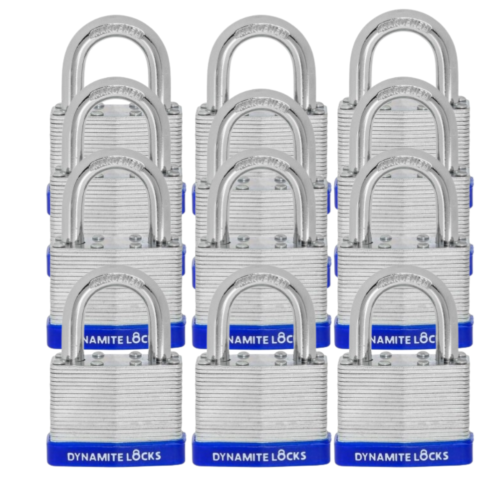 Pack of 1000, Dynamite Locks Padlocks with same keys, 50mm Heavy Duty Laminated Steel Padlock Short Shackle Hardened Steel Shackle, Commercial Grade Keyed Alike 2-Inch, 50mm Padlocks Keyed Alike Set