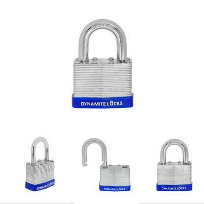 Pack of 96, Dynamite Locks Padlocks with same keys, 50mm Heavy Duty Laminated Steel Padlock Short Shackle Hardened Steel Shackle, Commercial Grade Keyed Alike 2-Inch, 50mm Padlocks Keyed Alike Set