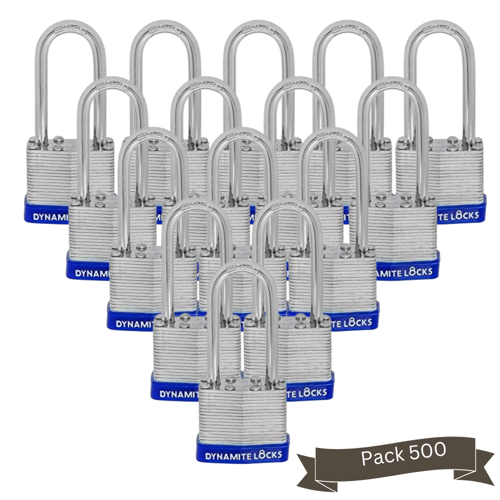 Pack of 72 Units Dynamite Lock Premium Padlock Set Laminated keyed Padlock (1-9/16", 40mm), keyed Alike Locks, Long Shackle