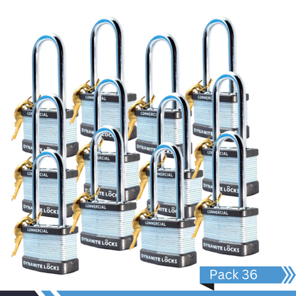 Lot of 18 Dynamite Lock Commercial Grade Premium quality Heavy Duty Padlocks with Keys All the Same keys Keyed Alike 1-3/4” Body Width, 45mm Long Hardened Steel Shackle All The Same Keys (Copy)