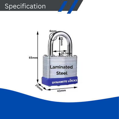 Pack 48, Dynamite Lock Premium Padlock Set Keyed Alike Laminated Steel 40MM Short Shackle 1.5" Commercial Grade High Security Hardened Steel Shackle All The Same Key