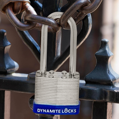 Pack of 72 Units Dynamite Lock Premium Padlock Set Laminated keyed Padlock (1-9/16", 40mm), keyed Alike Locks, Long Shackle