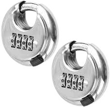 Pack of 6 Discus Stainless Steel Combination 4 Digits 70mm, Stainless Steel Discus Lock with 2-3/4 in. Wide, 3/8 in. Diameter Shackle, Waterproof Discus Lock for Storage Unit, Sheds, Garages and Fence