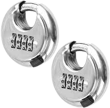 Pack of 6 Discus Stainless Steel Combination 4 Digits 70mm, Stainless Steel Discus Lock with 2-3/4 in. Wide, 3/8 in. Diameter Shackle, Waterproof Discus Lock for Storage Unit, Sheds, Garages and Fence