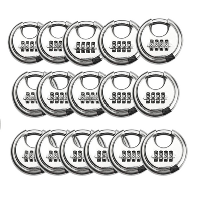 Pack of 6 Discus Stainless Steel Combination 4 Digits 70mm, Stainless Steel Discus Lock with 2-3/4 in. Wide, 3/8 in. Diameter Shackle, Waterproof Discus Lock for Storage Unit, Sheds, Garages and Fence