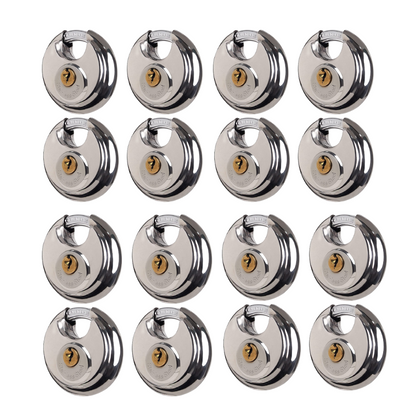 Pack of 6 Dynamite Locks Discus Keyed Alike Padlock Stainless Steel Discus Lock with 2 Keys, 3/8 Inch Shackle Body Width 70mm, Heavy Duty Lock Outdoor Waterproof Storage Lock for Warehouse, Garage, Storage Unit, Locker, and Outdoors