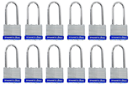 Pack of 48,  Dynamite padlocks keyed alike 45mm or 1-3/4 in. Laminated Padlocks Set with Same Keys, Commercial Grade, Padlocks Keyed Alike with Hardened Steel Long Shackle ( pack of 48)