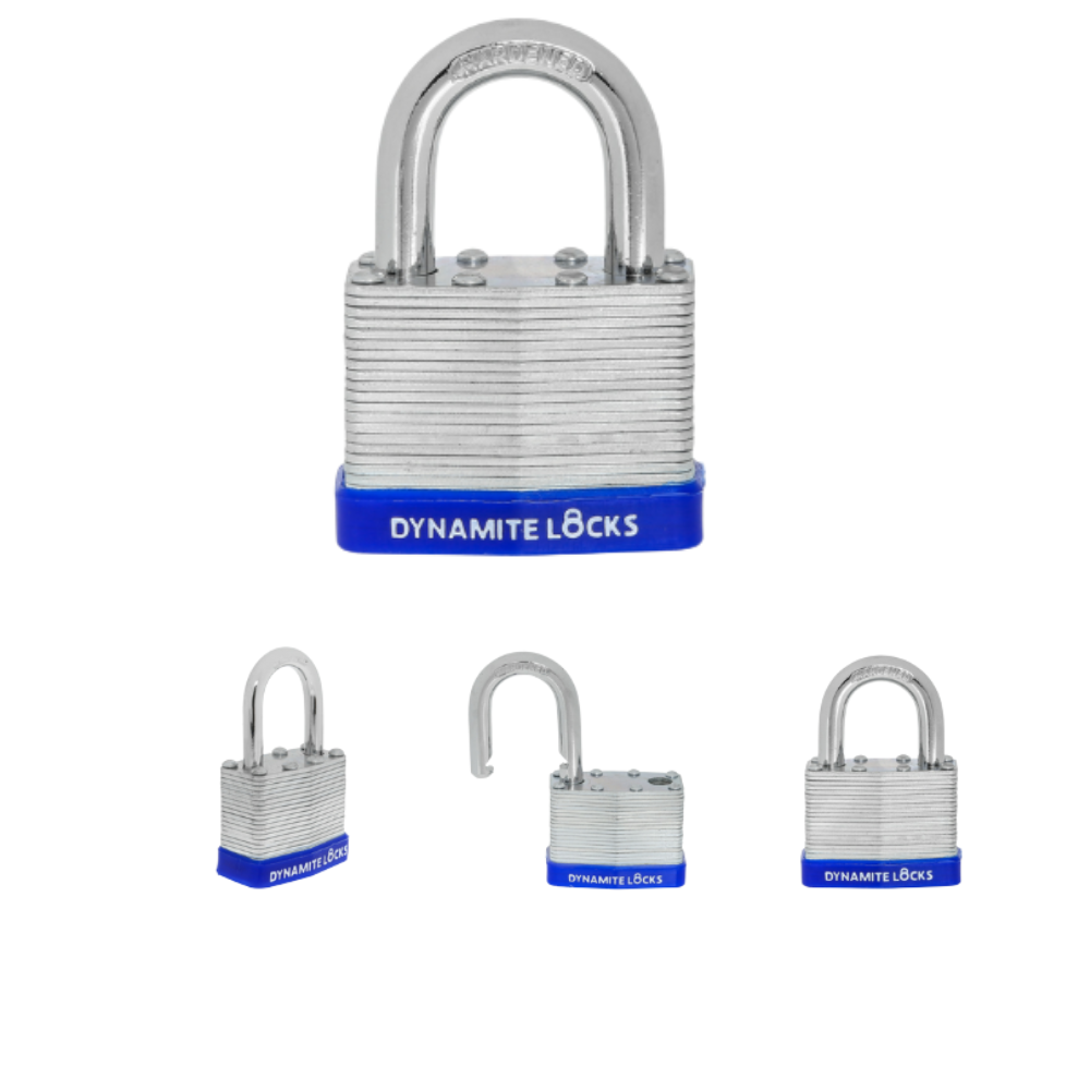 Pack of 48, Dynamite Padlocks keyed Alike 45mm body width Laminated Steel Padlock 1-3/4” Keyed Alike Short Shackle Commercial Grade Security Padlocks Outdoor Keyed Alike All The Same Key