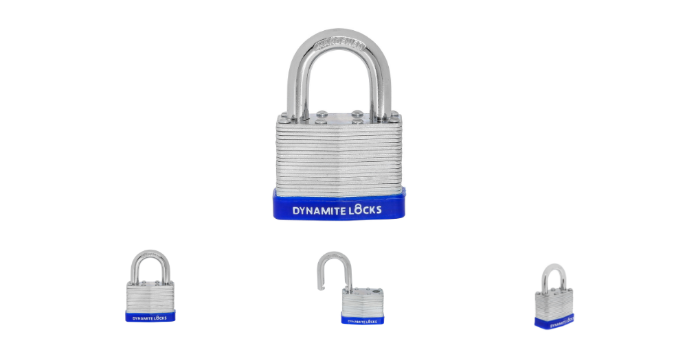 Pack of 48, Dynamite Padlocks keyed Alike 45mm body width Laminated Steel Padlock 1-3/4” Keyed Alike Short Shackle Commercial Grade Security Padlocks Outdoor Keyed Alike All The Same Key