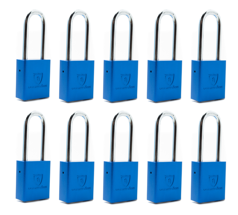 Dynamite Locks, Safety Lockout Padlocks, Safety Padlocks Keyed Alike, Dynamite Locks Aluminum Padlocks Safety Lock-Out Tag Out Keyed Alike, Safety Lockout Padlock with Body Width 1-1/2" with 2" Long Shackle Multiple Locks ( Blue)