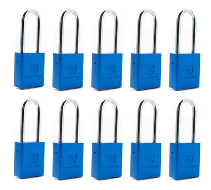 Dynamite Locks, Safety Lockout Padlocks, Safety Padlocks Keyed Alike, Dynamite Locks Aluminum Padlocks Safety Lock-Out Tag Out Keyed Alike, Safety Lockout Padlock with Body Width 1-1/2" with 2" Long Shackle Multiple Locks ( Blue)
