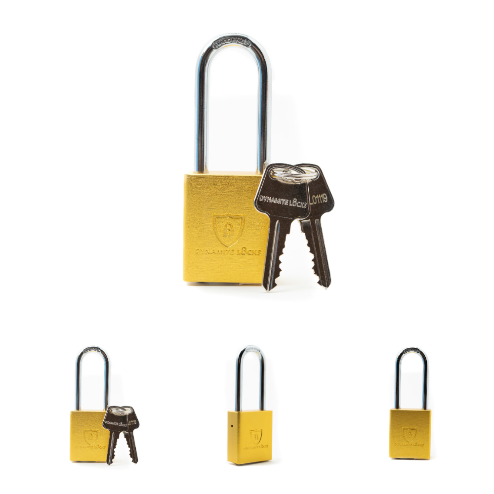 Dynamite Locks, Safety Lockout Padlocks, Safety Padlocks Keyed Alike, Dynamite Locks Aluminum Padlocks Safety Lock-Out Tag Out Keyed Alike, Safety Lockout Padlock with Body Width 1-1/2" with 2" Long Shackle Multiple Locks ( Yellow)