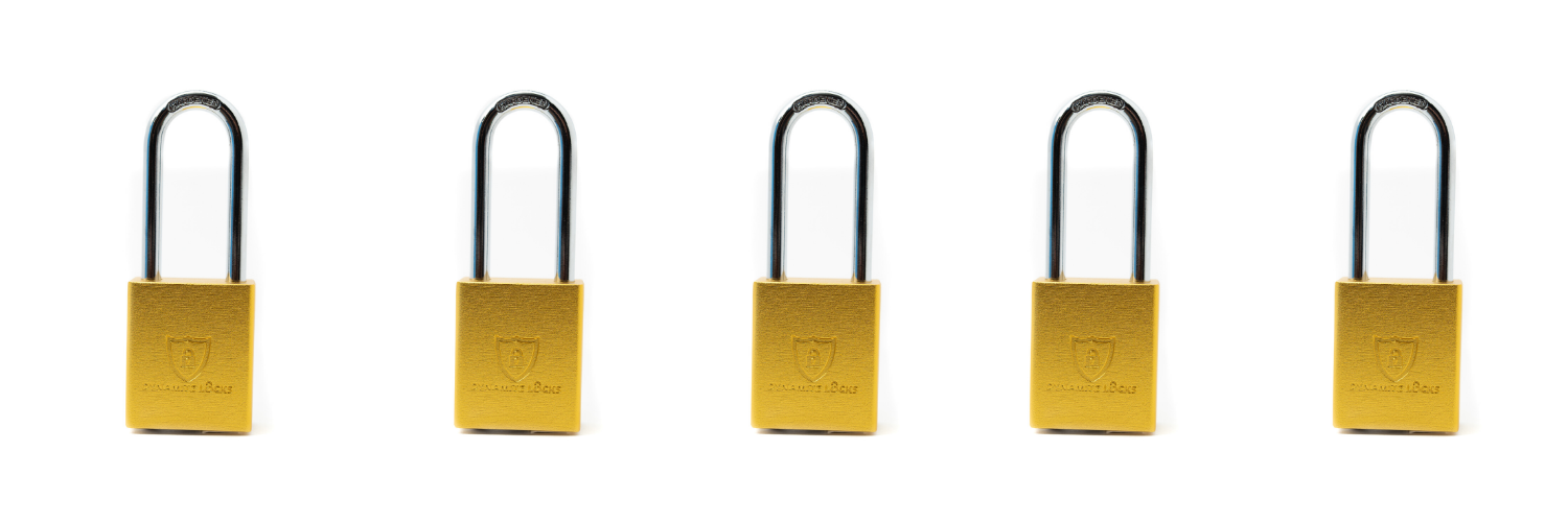 Dynamite Locks, Safety Lockout Padlocks, Safety Padlocks Keyed Alike, Dynamite Locks Aluminum Padlocks Safety Lock-Out Tag Out Keyed Alike, Safety Lockout Padlock with Body Width 1-1/2" with 2" Long Shackle Multiple Locks ( Yellow)