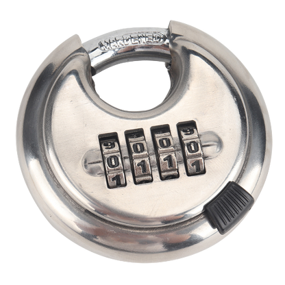 Pack of 6 Discus Stainless Steel Combination 4 Digits 70mm, Stainless Steel Discus Lock with 2-3/4 in. Wide, 3/8 in. Diameter Shackle, Waterproof Discus Lock for Storage Unit, Sheds, Garages and Fence