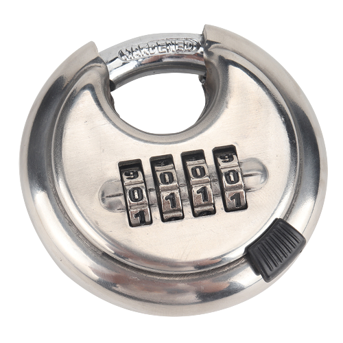 Pack of 6 Discus Stainless Steel Combination 4 Digits 70mm, Stainless Steel Discus Lock with 2-3/4 in. Wide, 3/8 in. Diameter Shackle, Waterproof Discus Lock for Storage Unit, Sheds, Garages and Fence